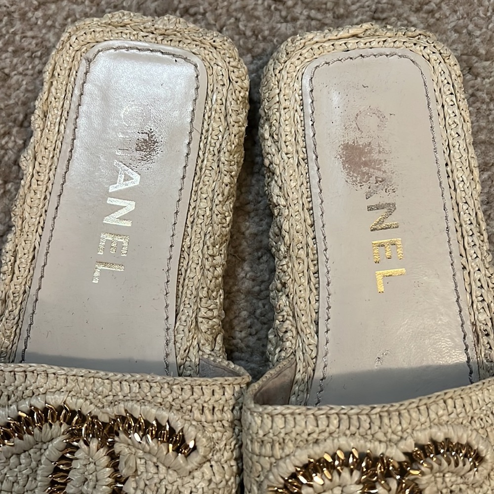 Chanel Logo Raffia Sandals & Slides - Picture 2 of 5